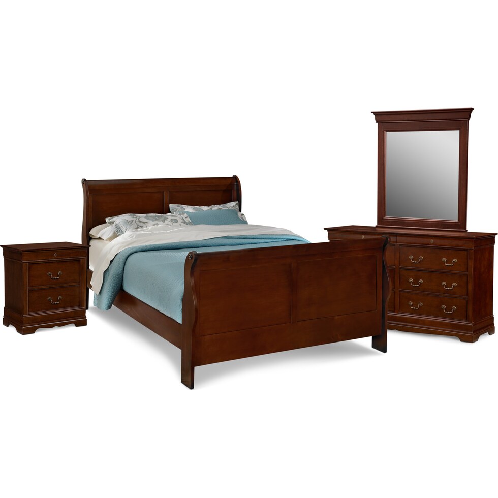 neo classic cherry dark brown  pc king bedroom   