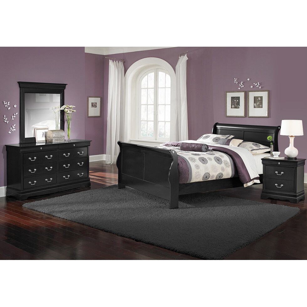 neo classic youth black black  pc full bedroom   