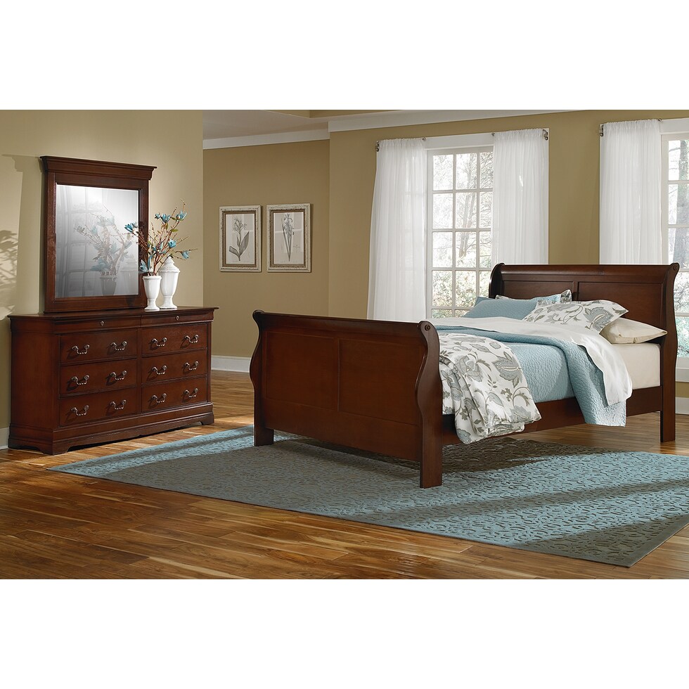 neo classic youth cherry dark brown  pc full bedroom   