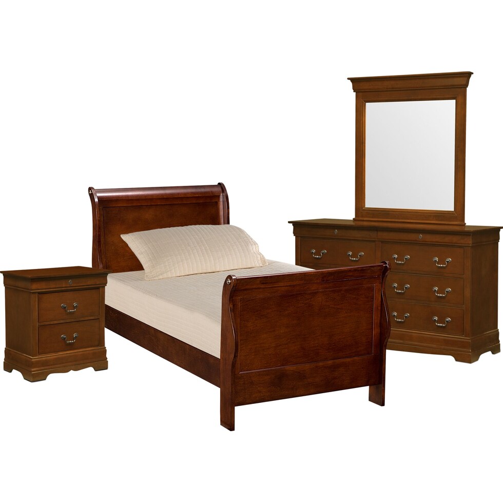 neo classic youth cherry dark brown  pc twin bedroom   