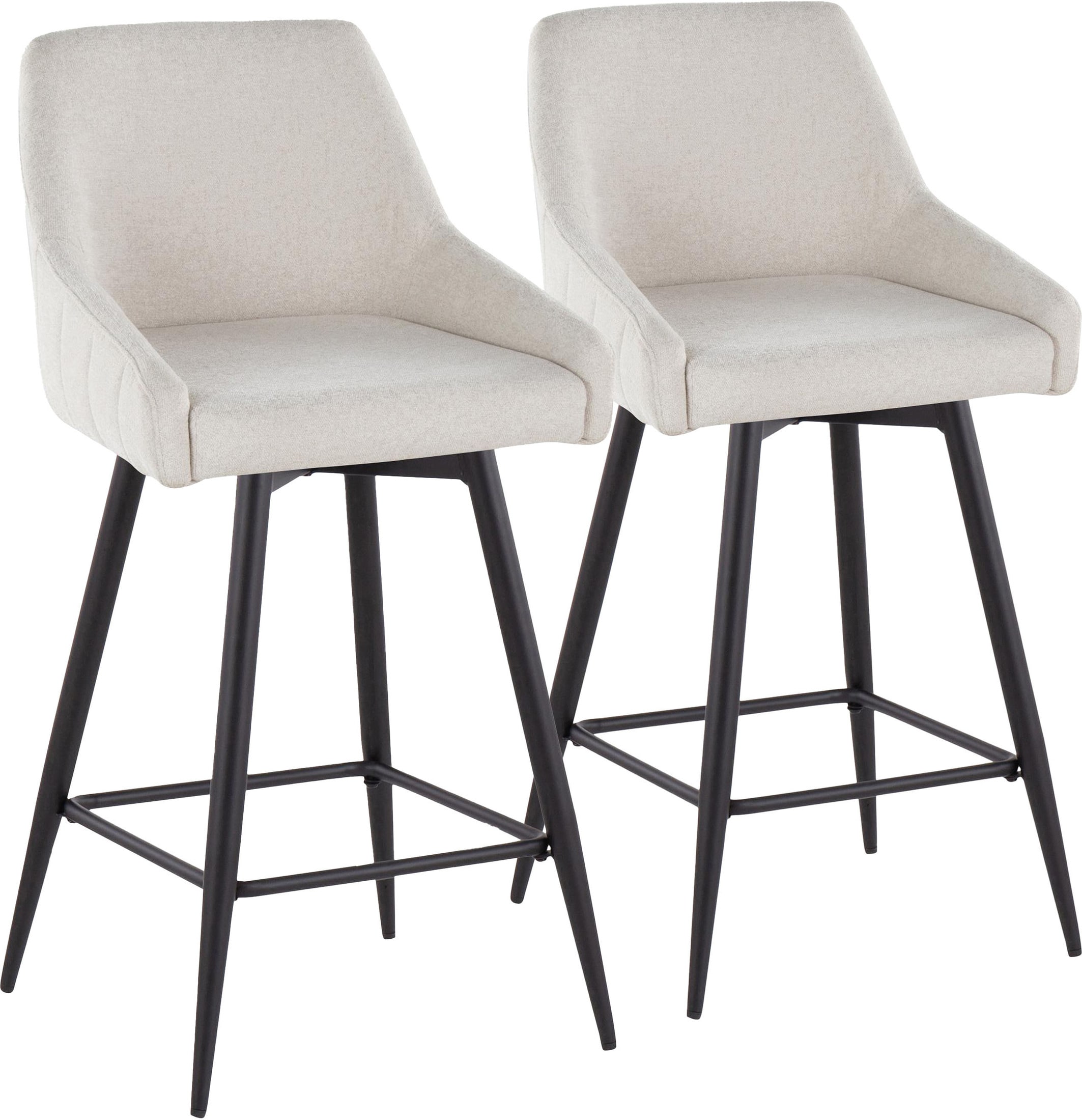 Neo Set of 2 CounterHeight Swivel Stools with Metal Base American