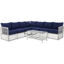 nesika blue outdoor sectional set   
