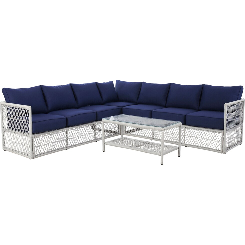 nesika blue outdoor sectional set   