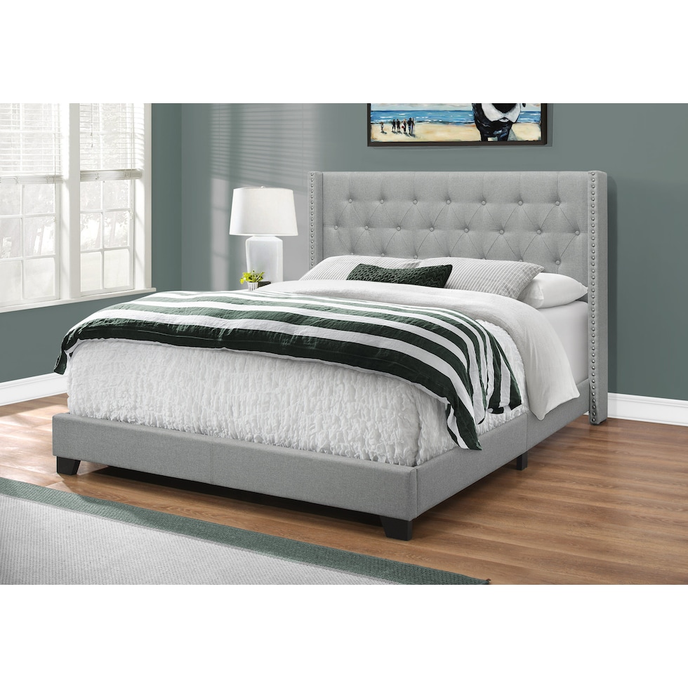 nessie gray queen bed   