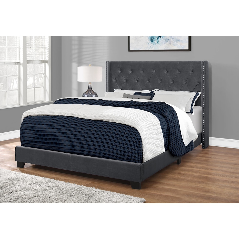 nessie gray queen bed   