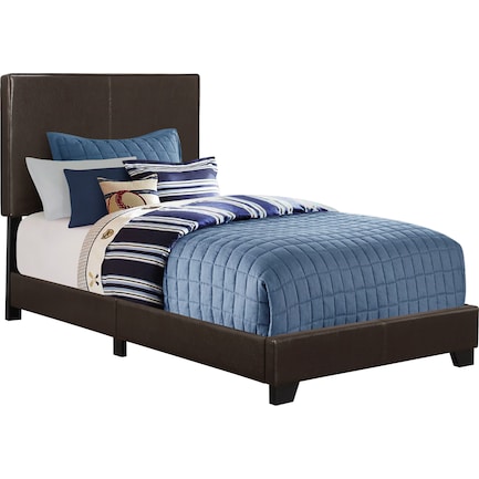 Nettie Twin Upholstered Bed - Dark Brown