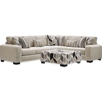 neutral  pc sectional with left facing sofa and ottoman   