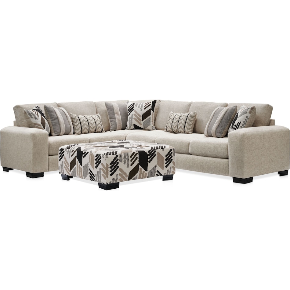 neutral  pc sectional with right facing sofa and ottoman   