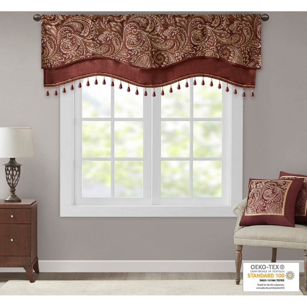newburgh red window valence   