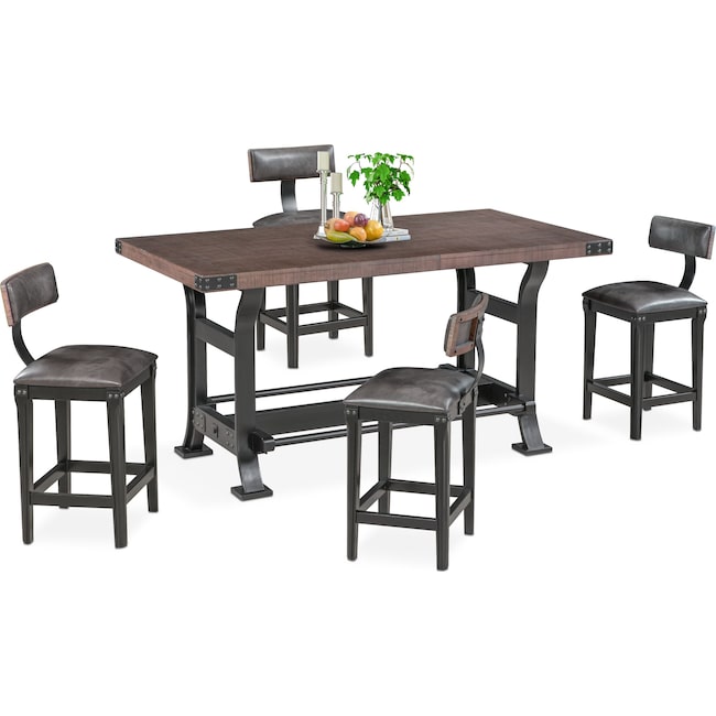 Dining Room Furniture - Newcastle Counter-Height Dining Table and 4 Stools