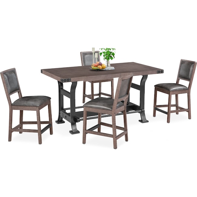 Dining Room Furniture - Newcastle Counter-Height Dining Table and 4 Side Chairs