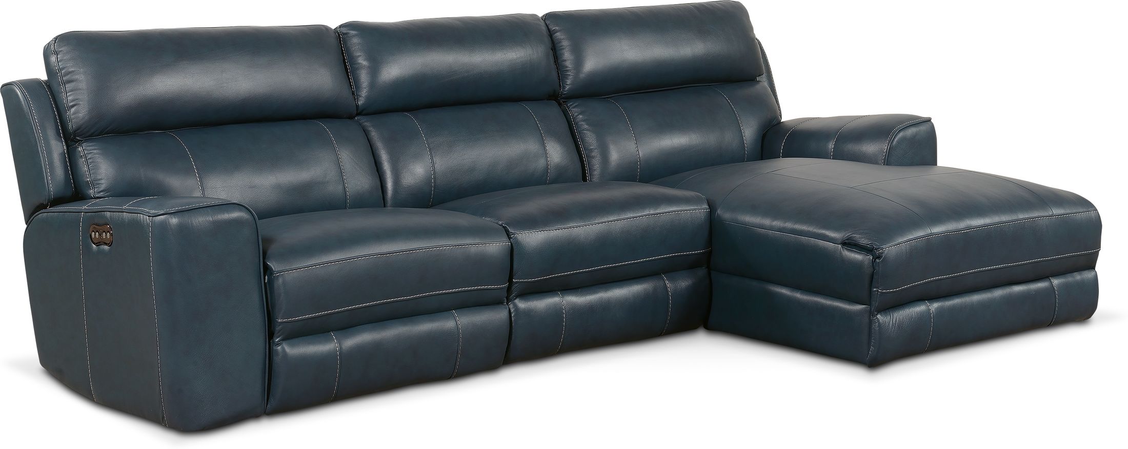 Newport 3Piece DualPower Reclining Sectional with RightFacing Chaise