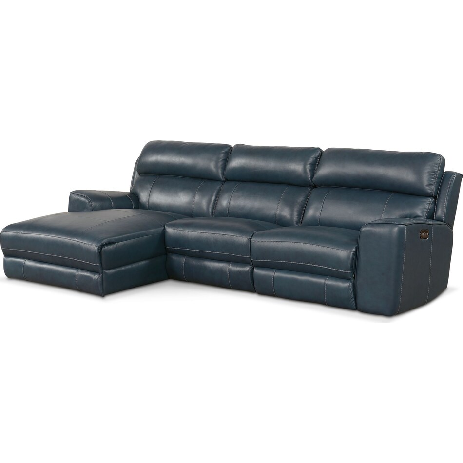 Newport 3-Piece Dual-Power Reclining Sectional with Left-Facing Chaise ...