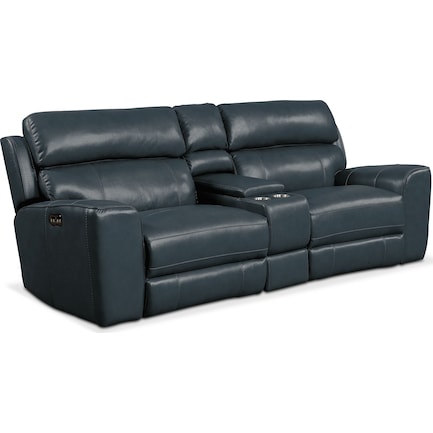 Newport 3-Piece Dual-Power Reclining Sofa with Console - Blue