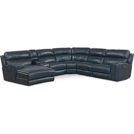 Newport 6 Piece Dual Power Reclining, Dual Power Reclining Leather Sectional