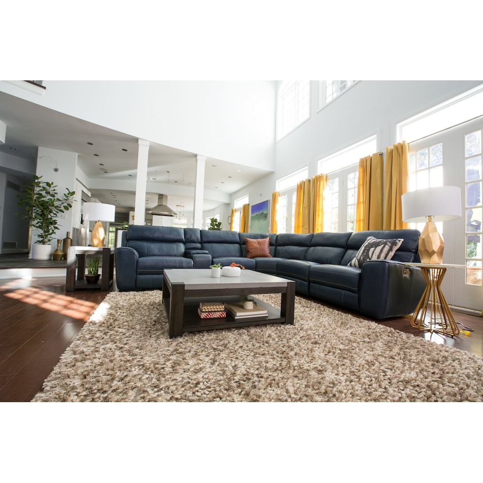 newport blue sectional   