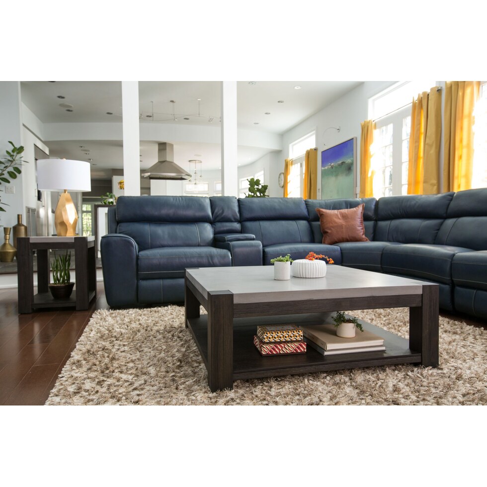 newport blue sectional   