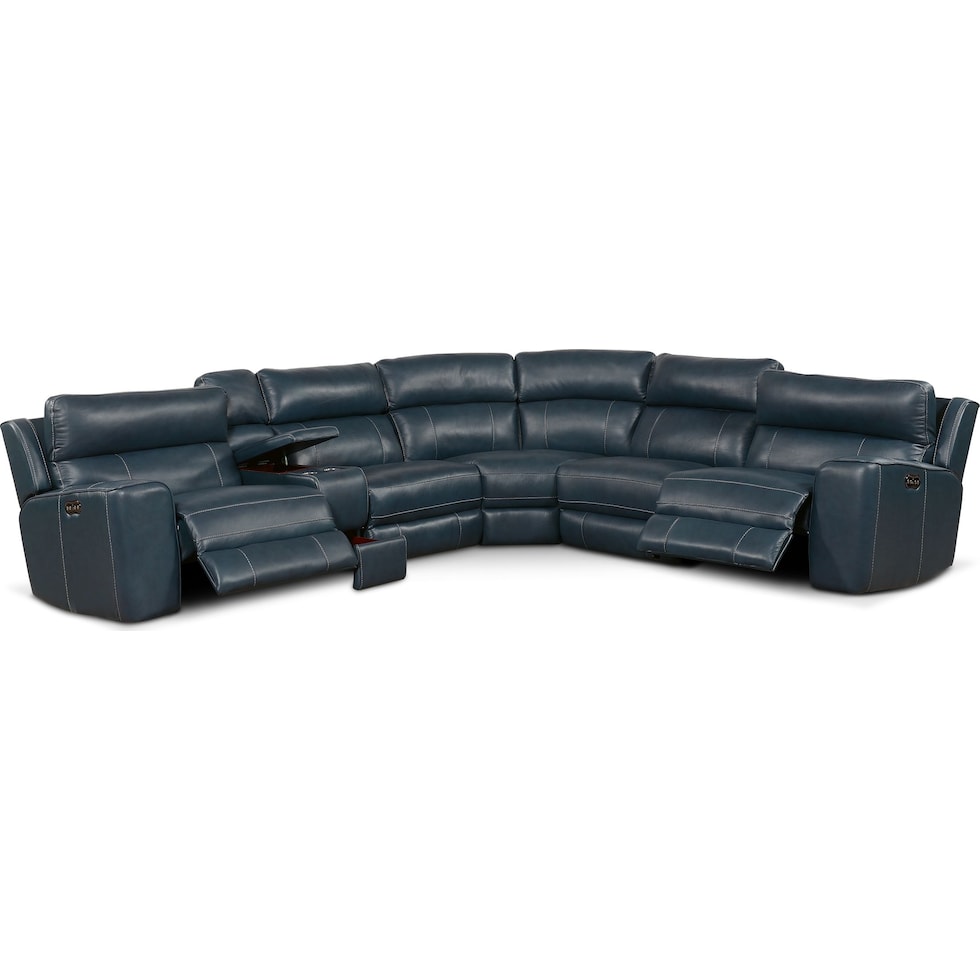 newport blue sectional   