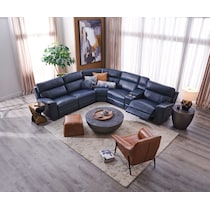 newport blue sectional   