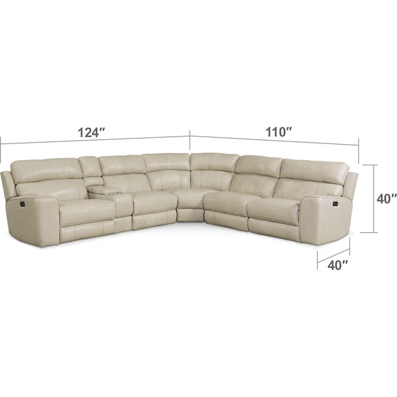 Living Room Furniture - Newport 6-Piece Dual-Power Reclining Sectional with 3 Reclining Seats