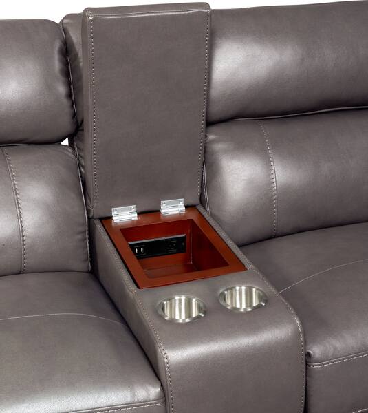 Newport 3Piece DualPower Reclining Sofa with Console Gray