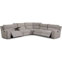 newport gray power reclining sectional   