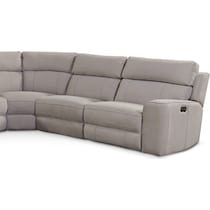 newport gray power reclining sectional   
