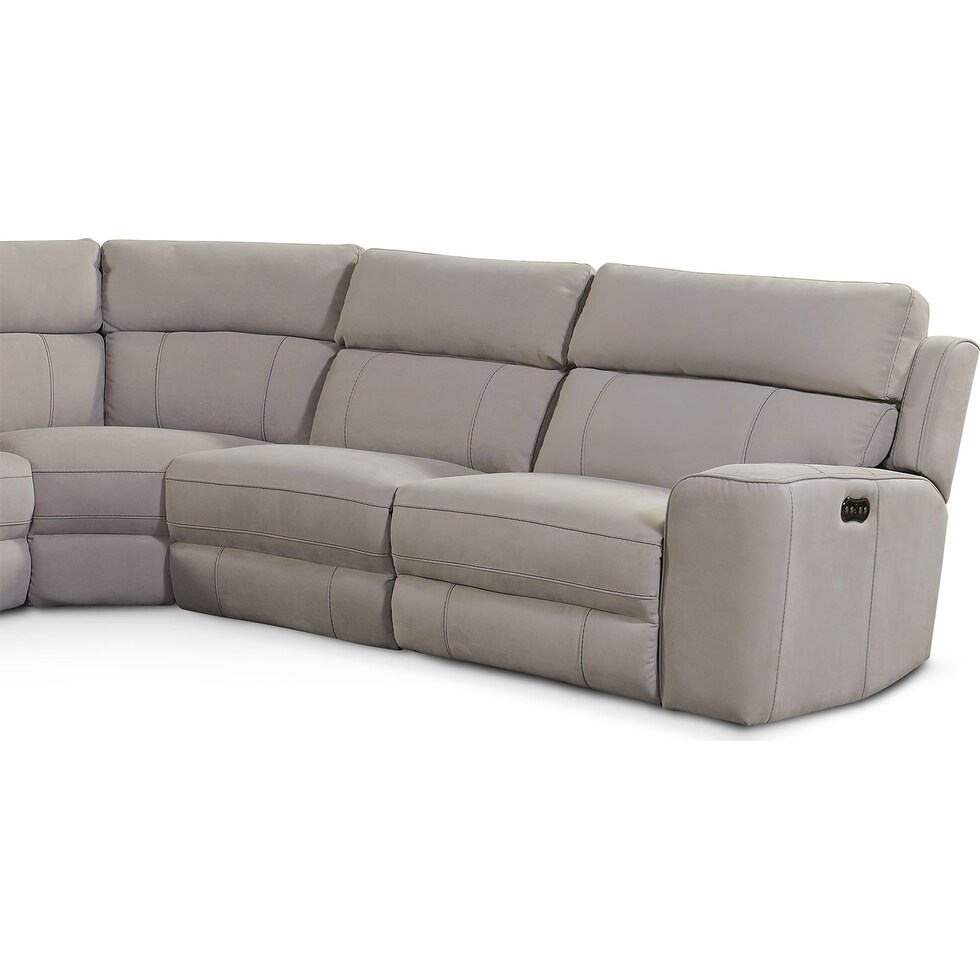 newport gray power reclining sectional   