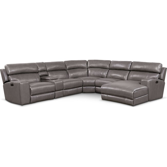 Living Room Furniture - Newport 6-Piece Dual-Power Reclining Sectional with Chaise and 2 Reclining Seats