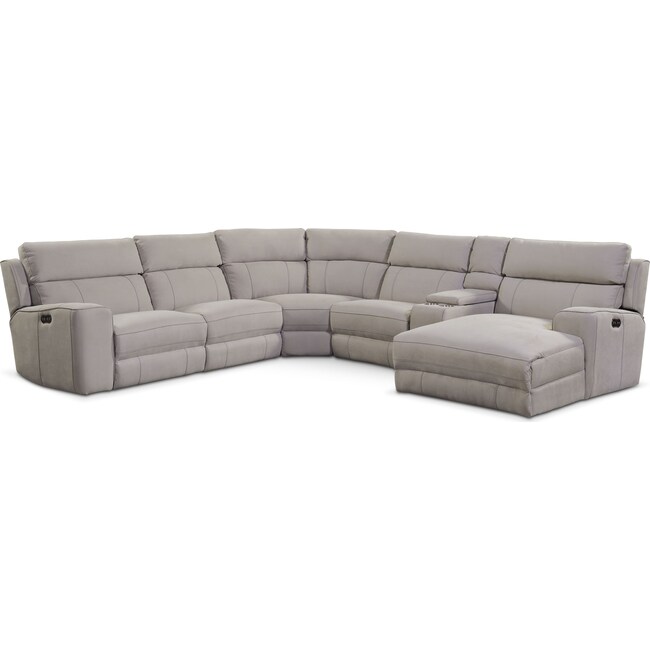 Living Room Furniture - Newport 6-Piece Dual-Power Reclining Sectional with Chaise and 2 Reclining Seats
