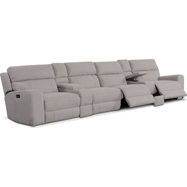 Newport 6-Piece Dual-Power Reclining Sectional with 4 Reclining Seats