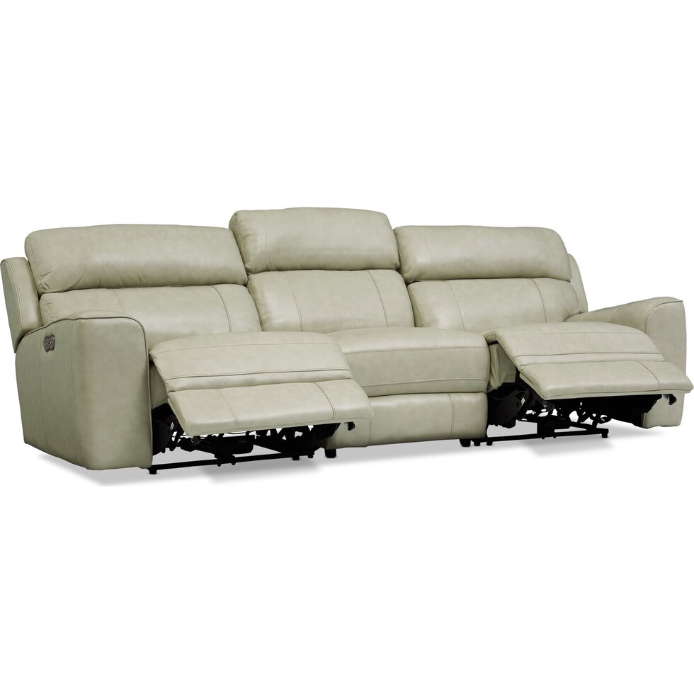 newport white  pc power reclining sofa   
