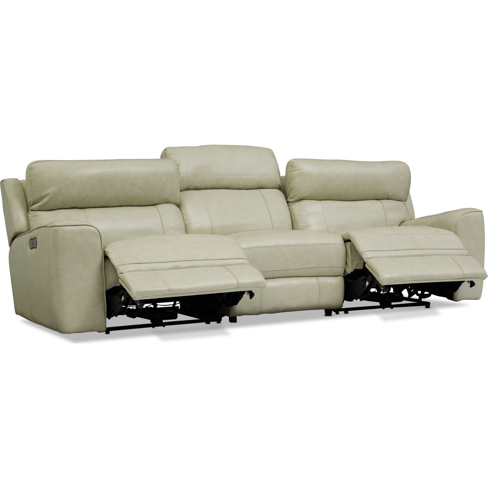 newport white  pc power reclining sofa   