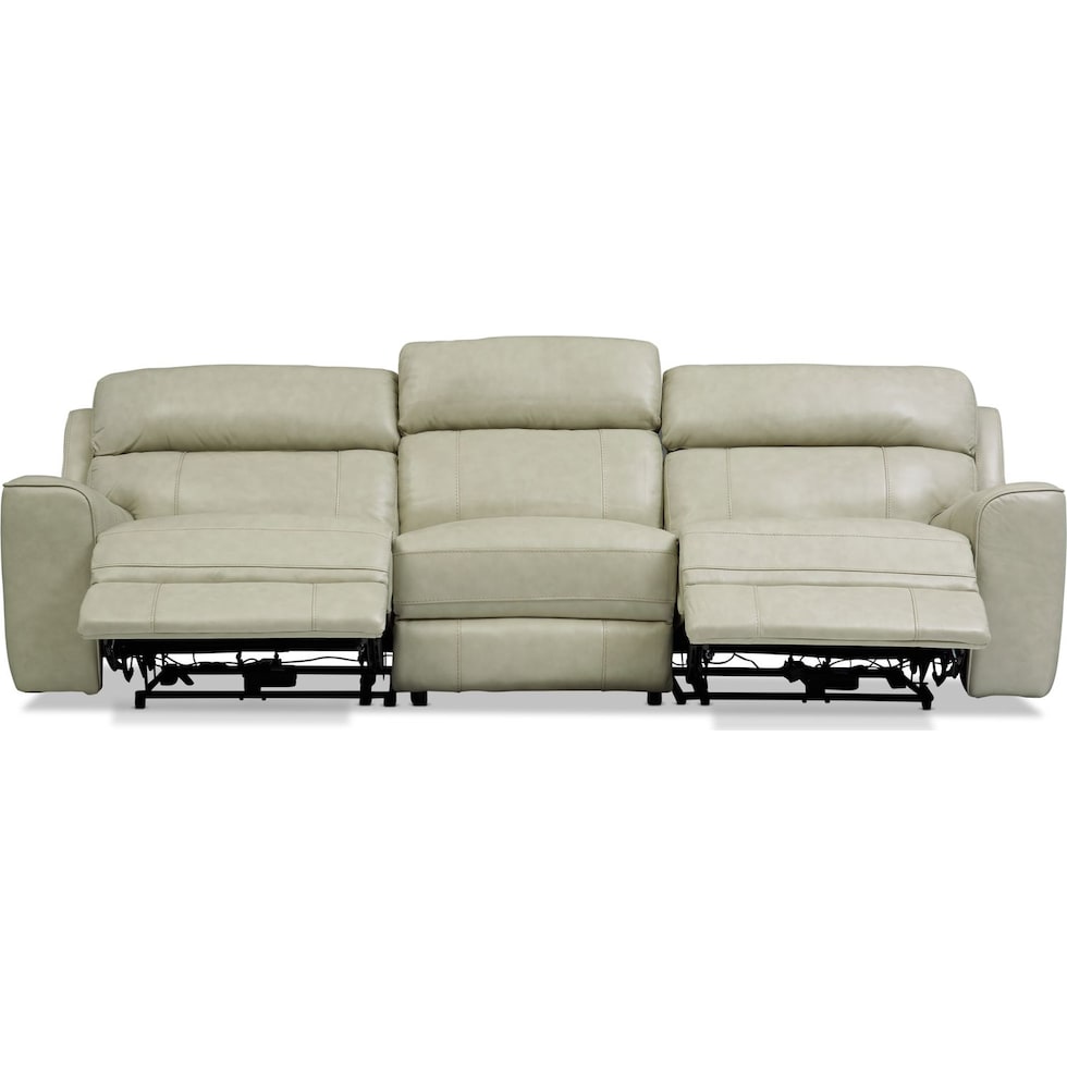 newport white  pc power reclining sofa   