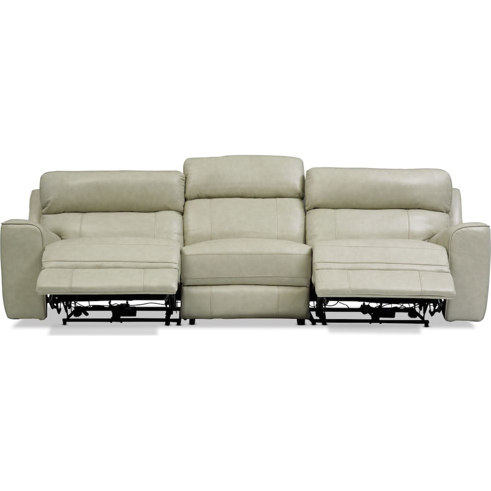 newport white  pc power reclining sofa   