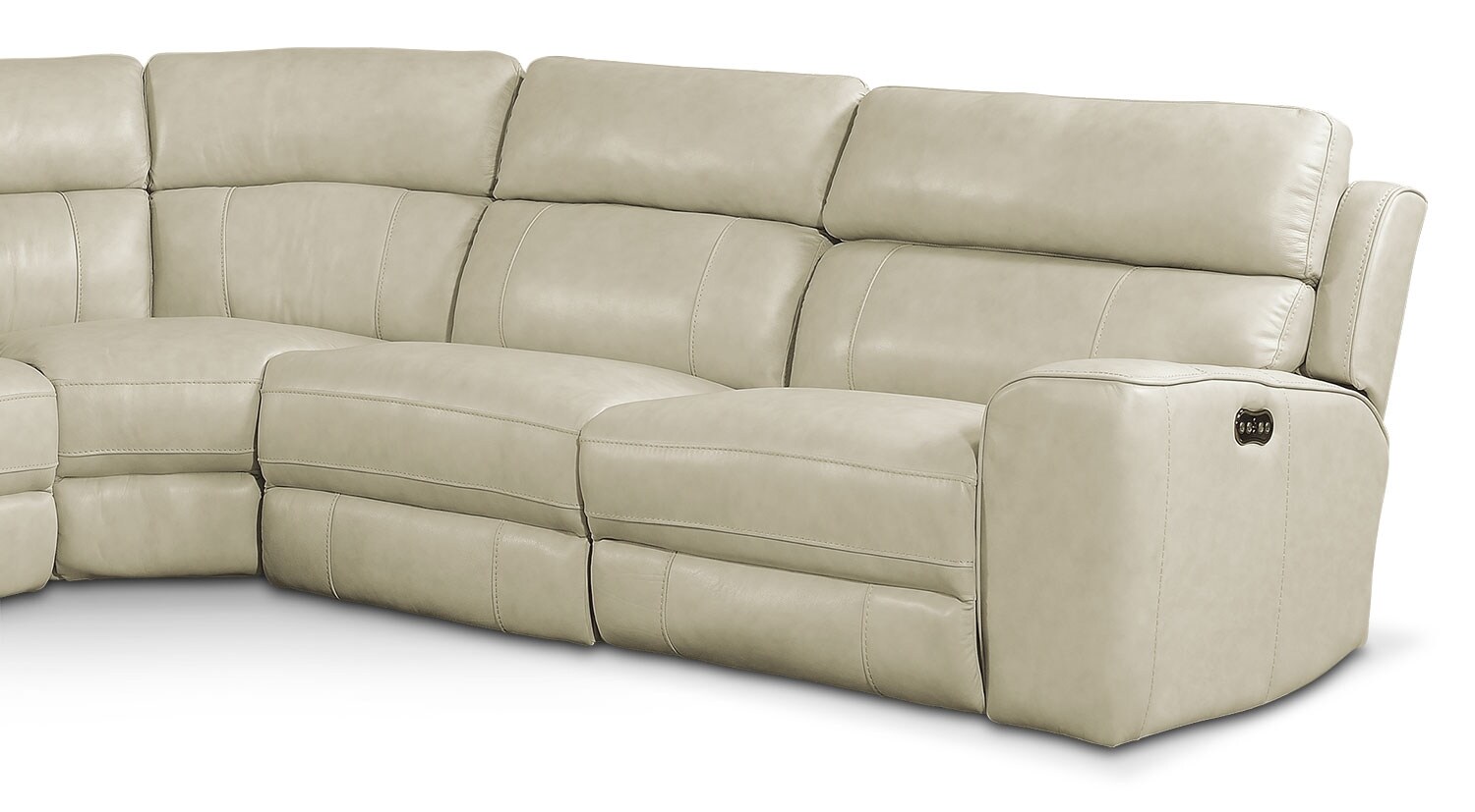 Newport 5 Piece Dual Power Reclining Sectional with 2 Reclining Seats Cream American Signature Furniture