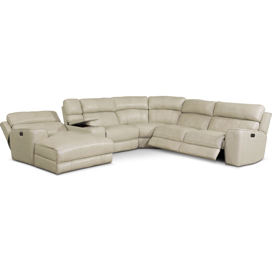 newport white power reclining sectional   