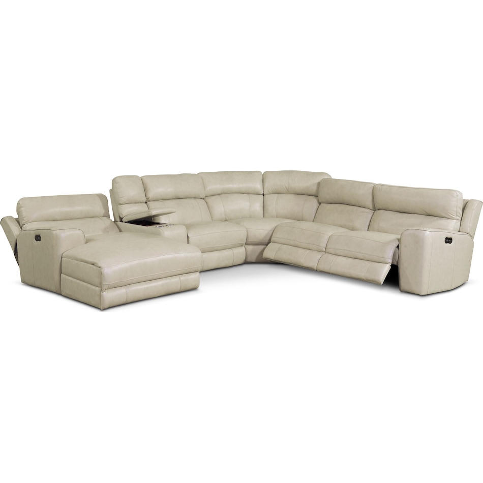 newport white power reclining sectional   