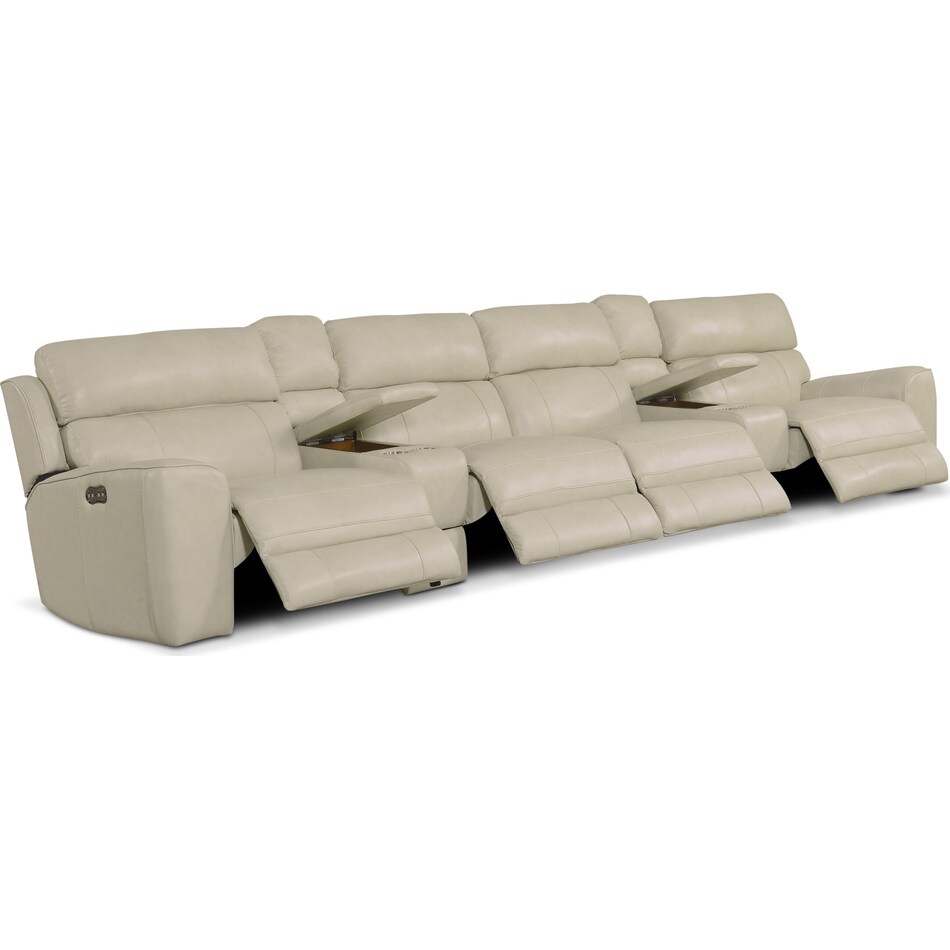 newport white power reclining sectional   