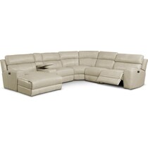newport white power reclining sectional   