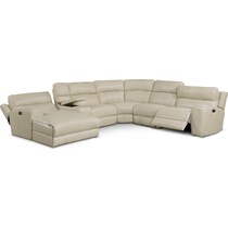 newport white power reclining sectional   
