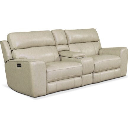 Newport 3-Piece Dual-Power Reclining Sofa with Console - Cream