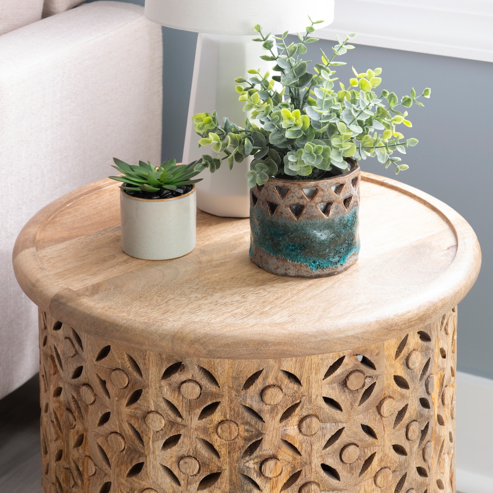 nikita light brown end table   