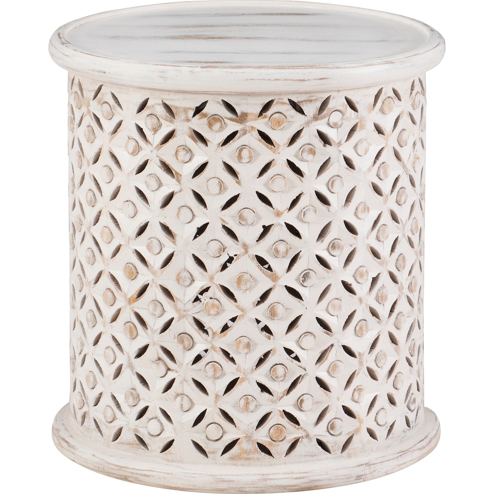 nikita white end table   