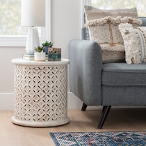 nikita white end table   