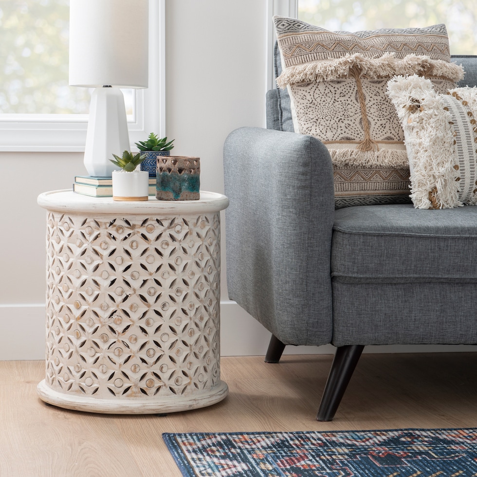 nikita white end table   