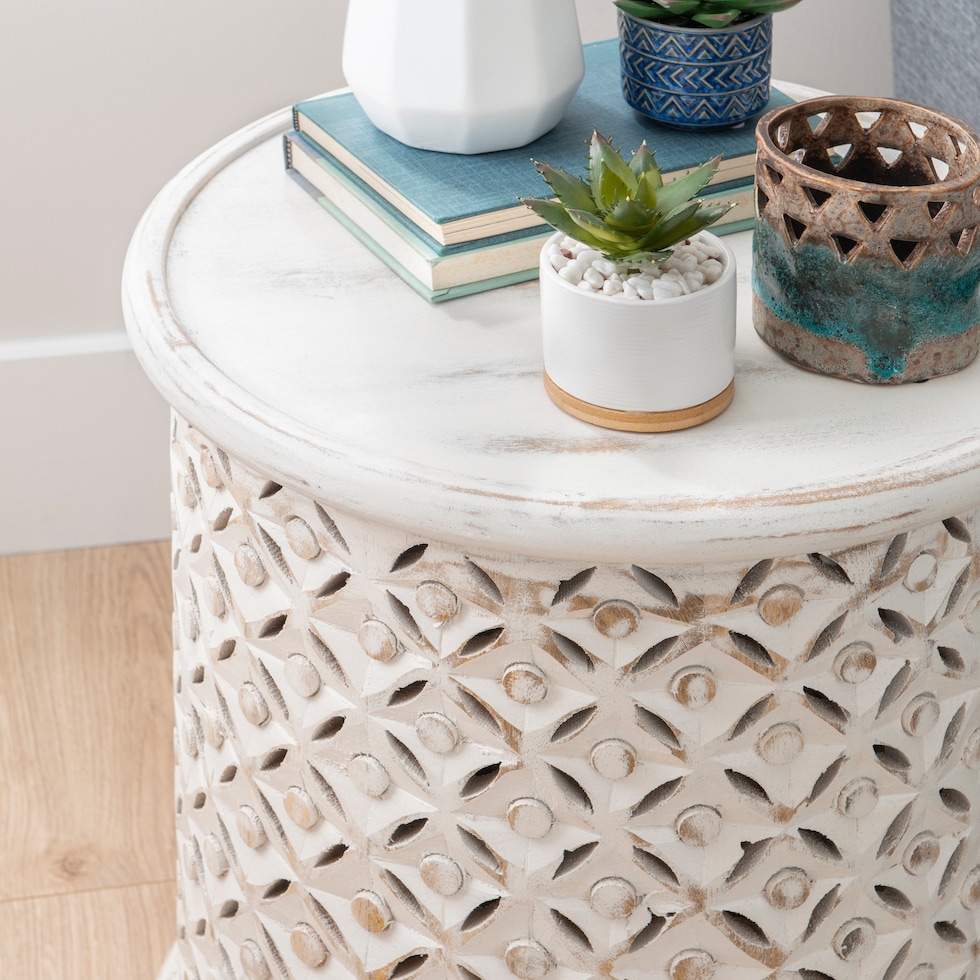 nikita white end table   