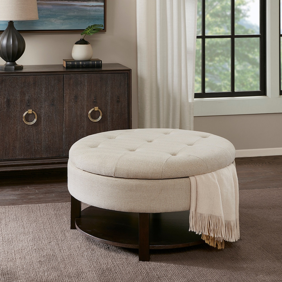 nikki white ottoman   