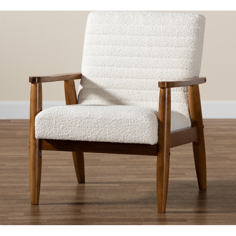 nikolai cream walnut brown accent chair   