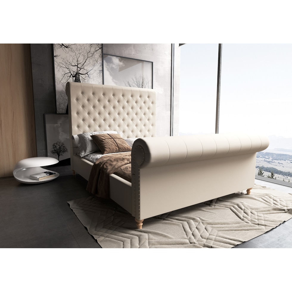 nina neutral queen bed   